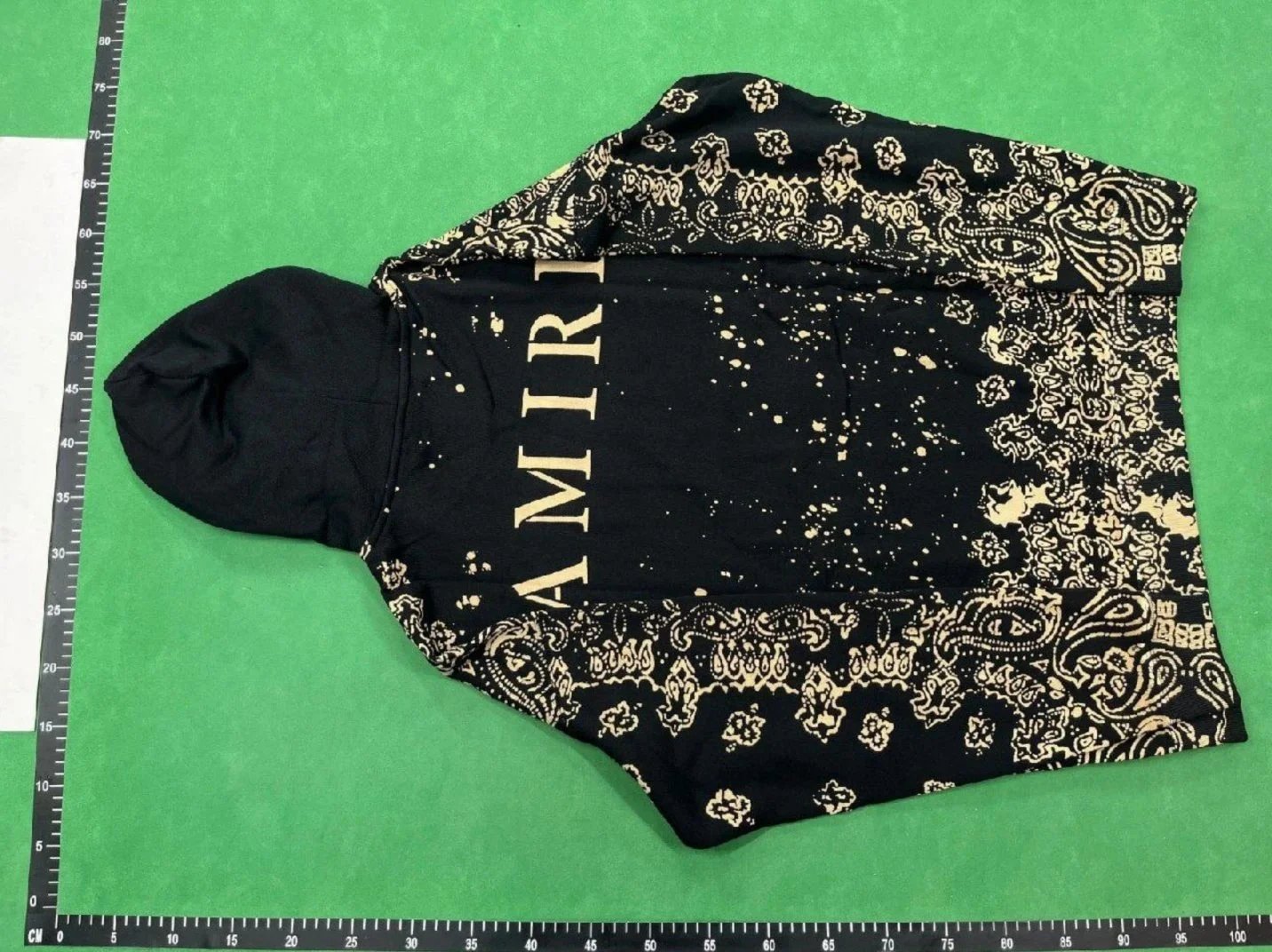 Amiri Hooded Sweatshirt Black Gold Paisley Splatter