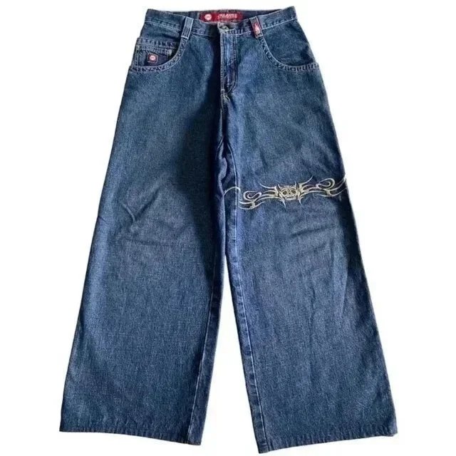 Big Boy Jeans Loose-fit cartoon embroidered — N04 Blue