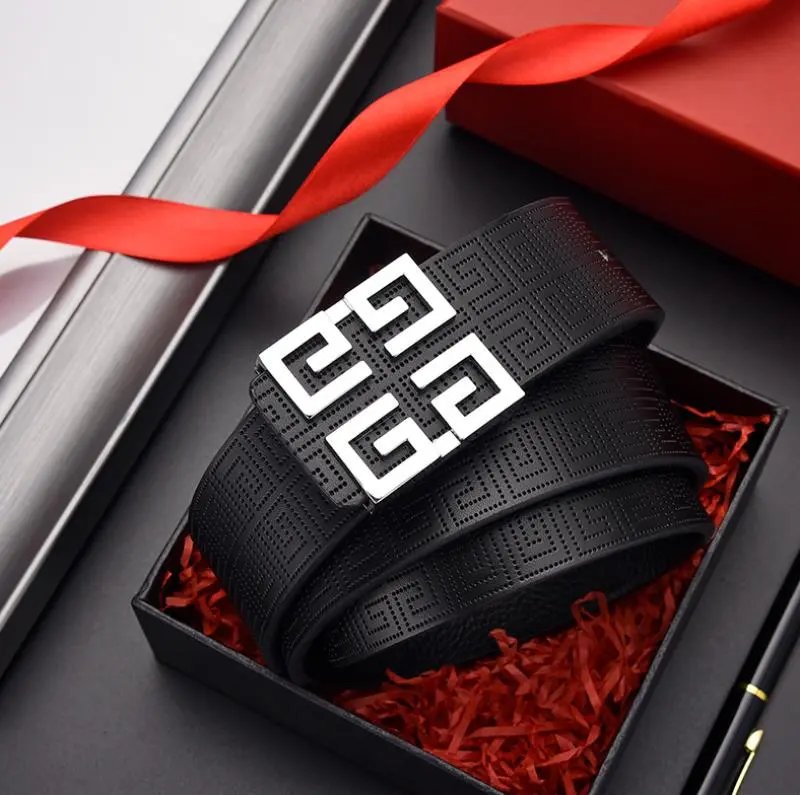 Unbranded Belts Embossed Geometric Pattern Belt with Buckle — H-2 Silver Buckle