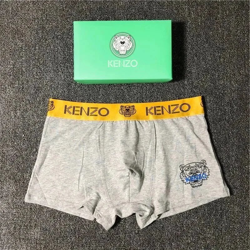 Kenzo Tiger Logo Yellow Waistband Cotton Boxer Briefs