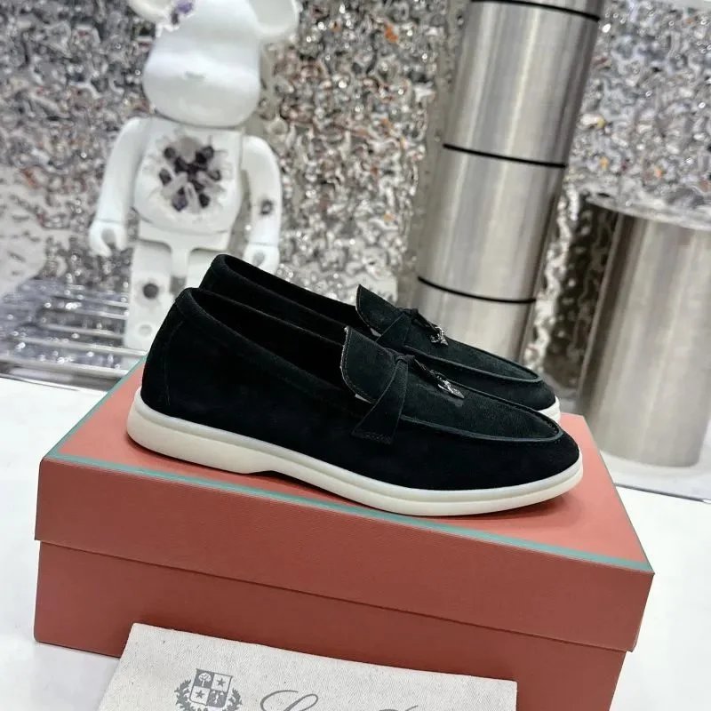 Dolce & Gabbana Black Suede Loafers with White Sole Black