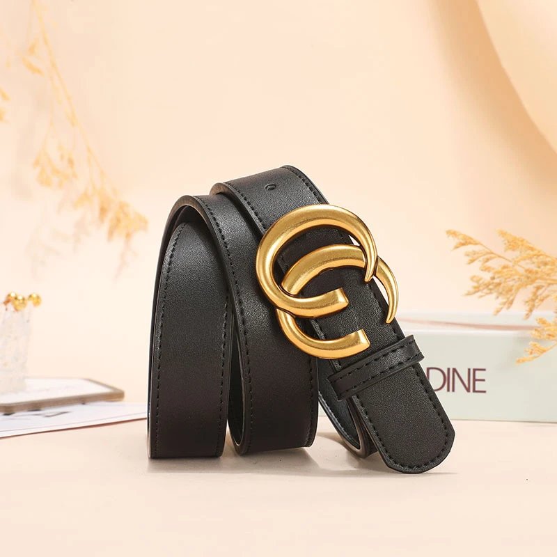 Gucci Marmont Black Leather Double G Buckle Belt