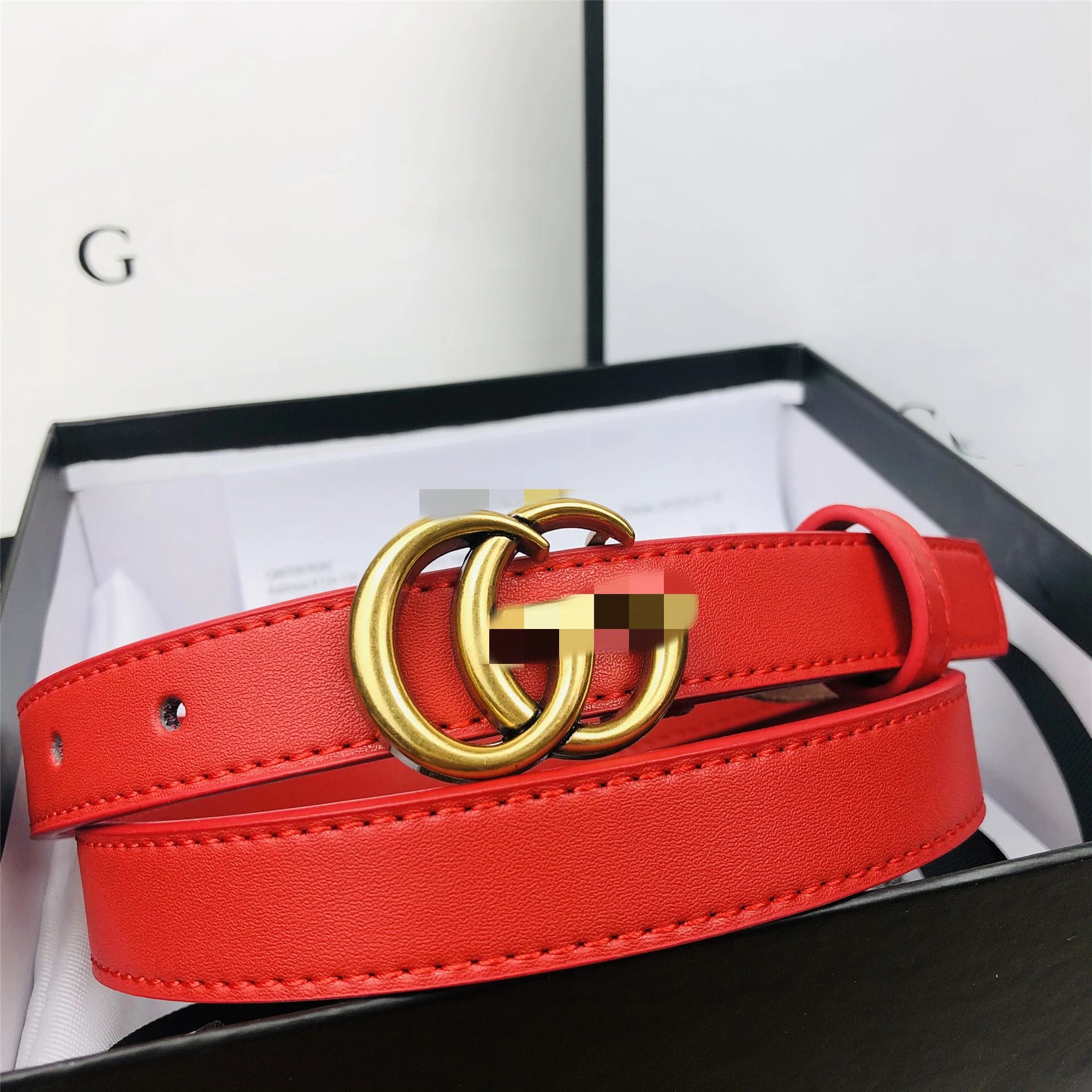 Leather Belt with GG Buckle photo 7