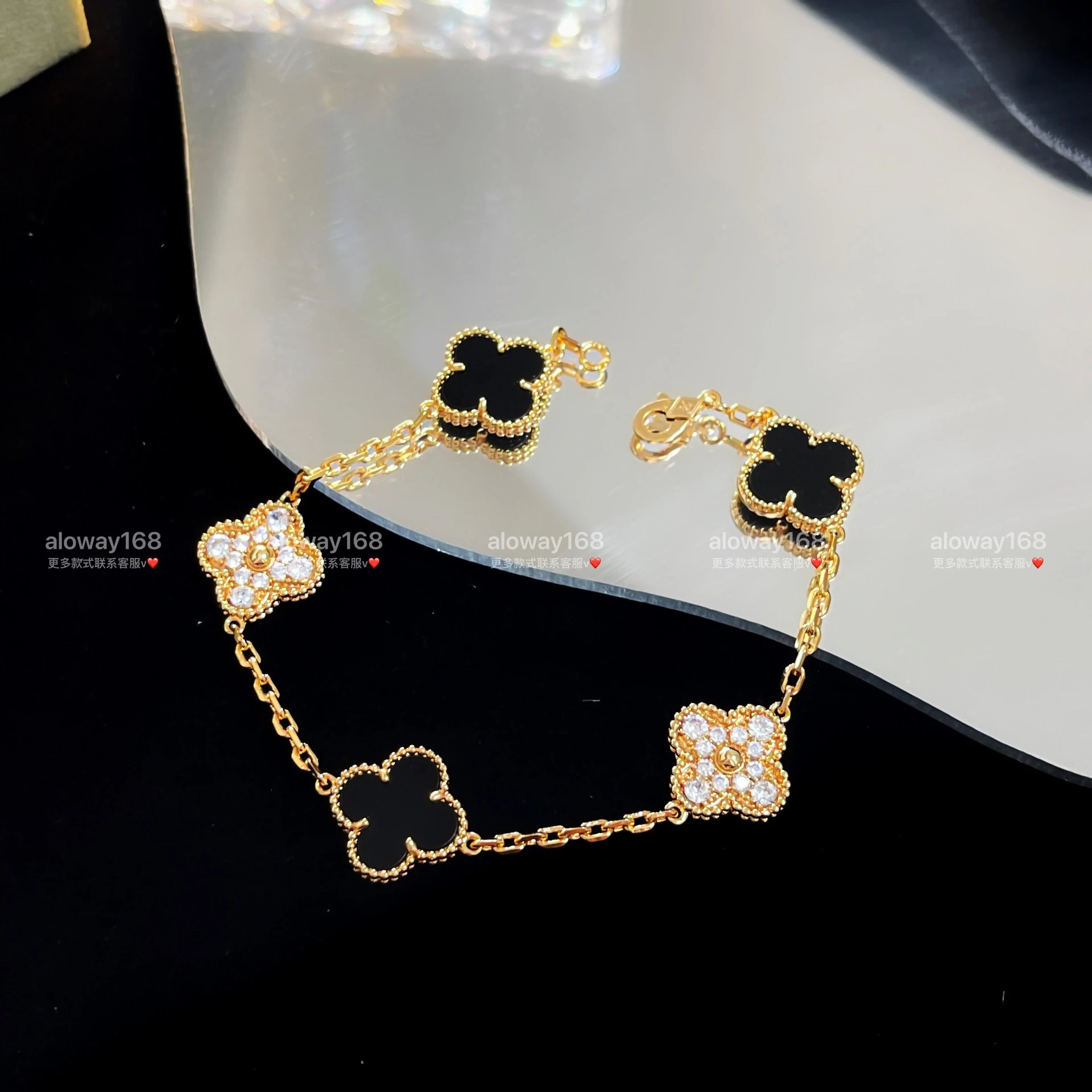 Rose Gold Black Agate (With 3+2 Diamonds)