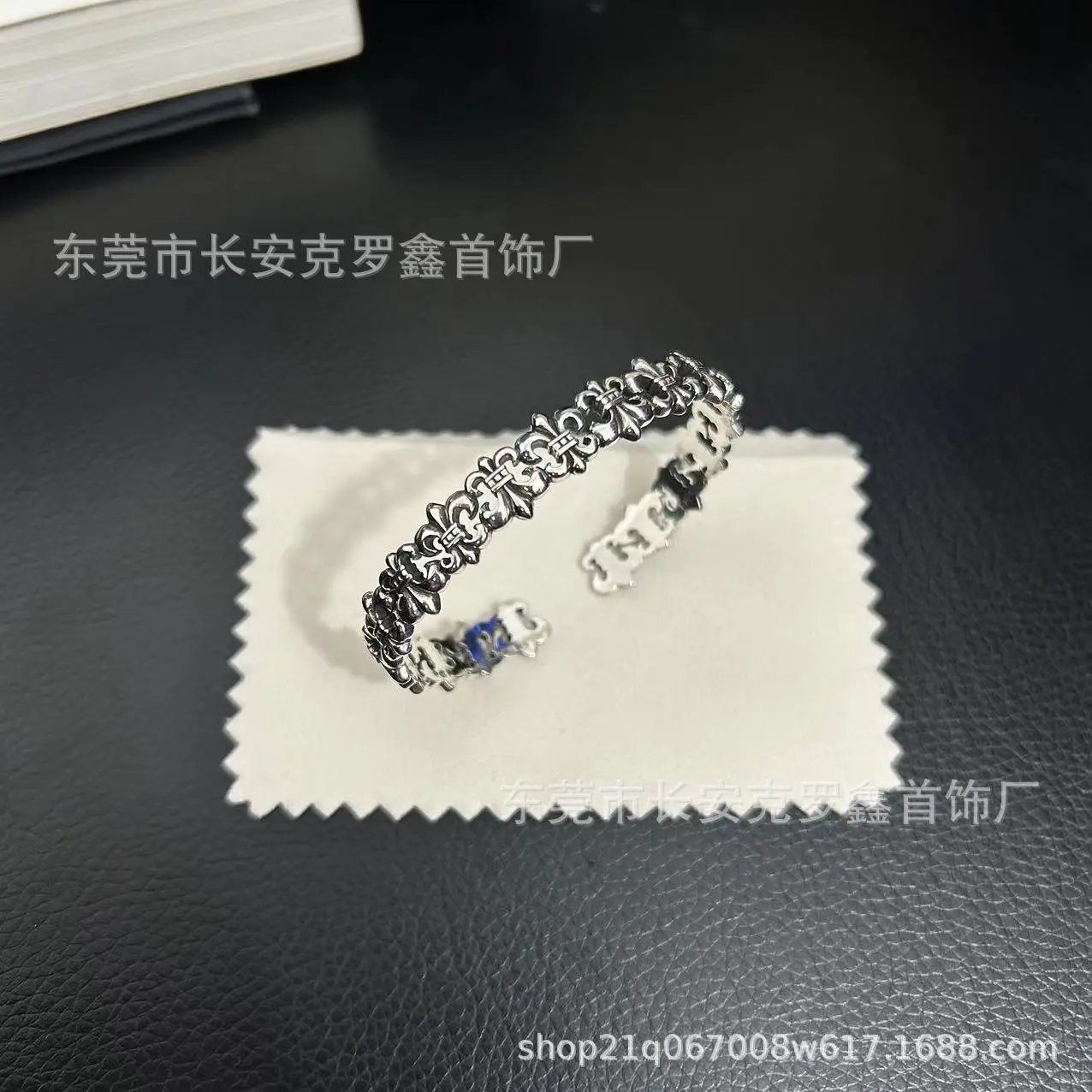 Design Engraved Script Cuff Bracelet Silver Jewelry - 7