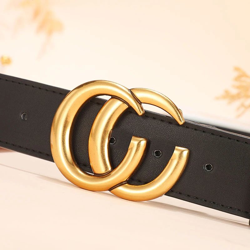 Gucci Marmont Black Leather Double G Buckle Belt