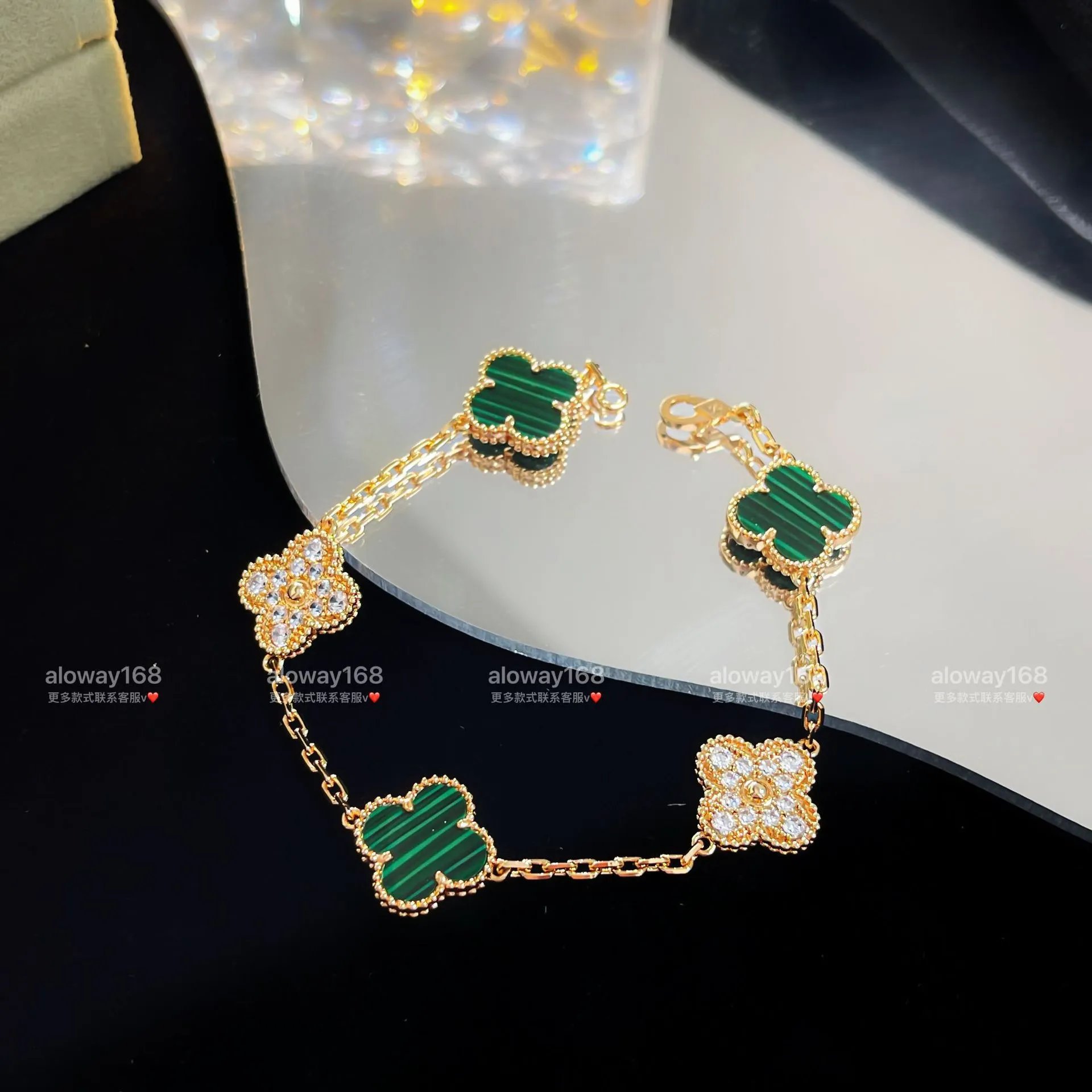 Rose Gold Malachite (With 3+2 Diamonds)