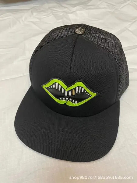 Chrome Hearts Lips Embroidered Black Mesh Baseball Cap - 1