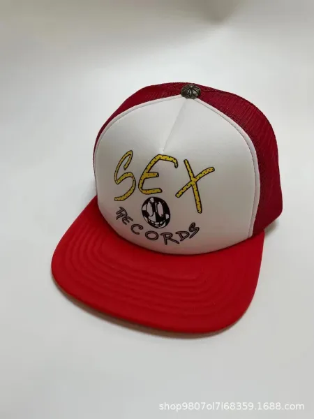 Sex Records Logo Trucker Cap Red and White Baseball Cap - 1