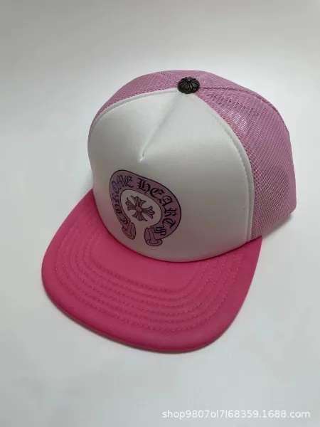 Chrome Hearts Mesh Trucker Cap Pink and White Baseball Cap - 1