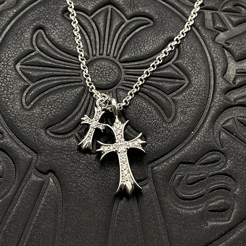 Chrome Hearts Cross Pendant Necklace Silver Jewelry - 20