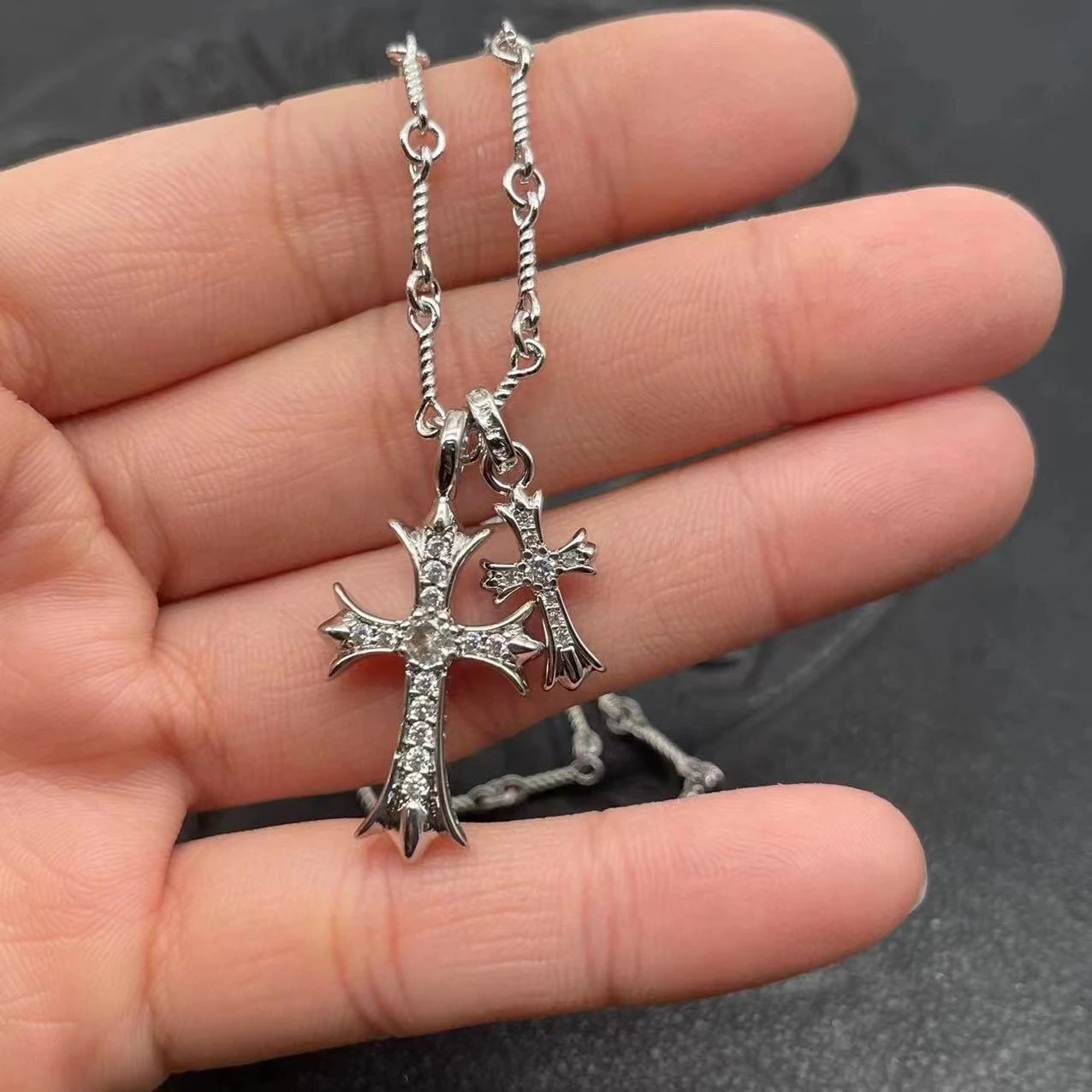 Chrome Hearts Cross Pendant Necklace Silver Jewelry - 9