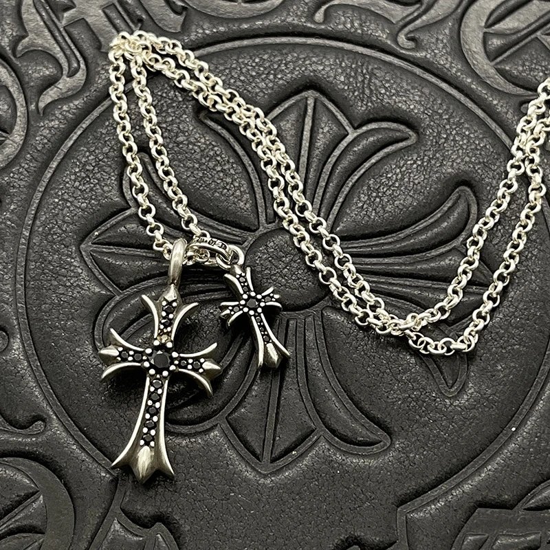 Chrome Hearts Cross Pendant Necklace Silver Jewelry - 15