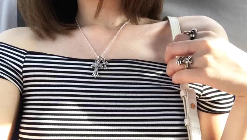 Chrome Hearts Cross Pendant Necklace Silver Jewelry - 25
