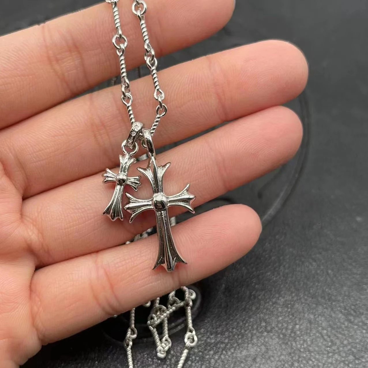 Chrome Hearts Cross Pendant Necklace Silver Jewelry - 8