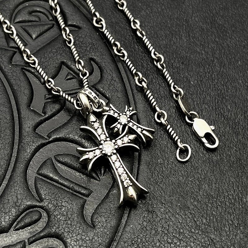 Chrome Hearts Cross Pendant Necklace Silver Jewelry - 6