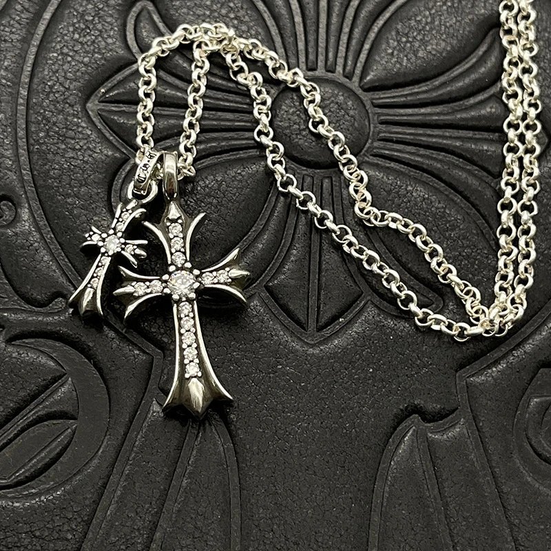 Chrome Hearts Cross Pendant Necklace Silver Jewelry - 11