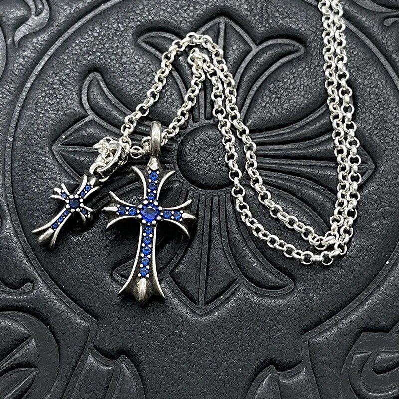 Chrome Hearts Cross Pendant Necklace Silver Jewelry - 18
