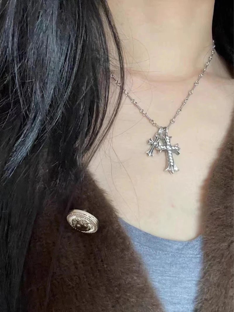 Chrome Hearts Cross Pendant Necklace Silver Jewelry - 23