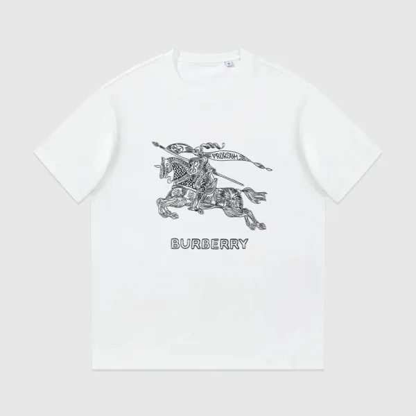 Burberry Equestrian Knight Print White T-Shirt - 1