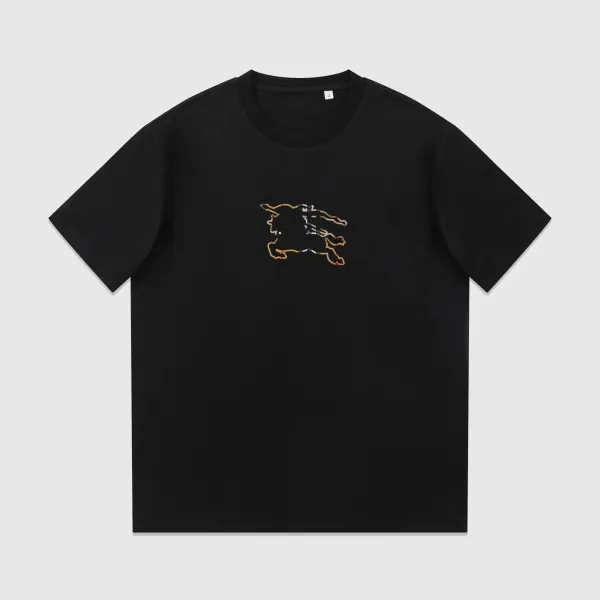 Burberry Equestrian Knight Outline Black T-Shirt - 1