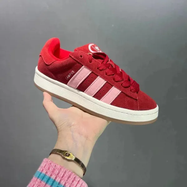 Adidas Originals Campus Pink and Red Suede Sneakers - 1