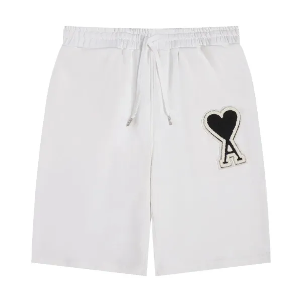 Ami Paris Heart Logo Sweatshorts White - 1