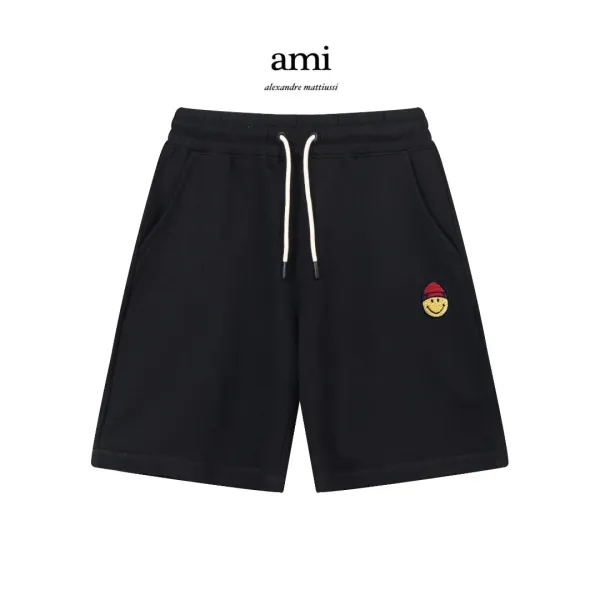 Ami Alexandre Mattiussi Smiley Patch Black Sweatshorts - 1