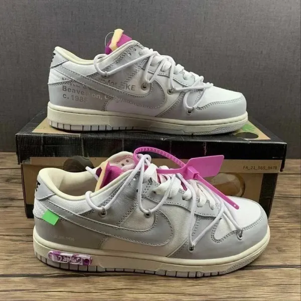 Nike x Off-White Dunk Low Industrial Gray Pink Sneakers - 1