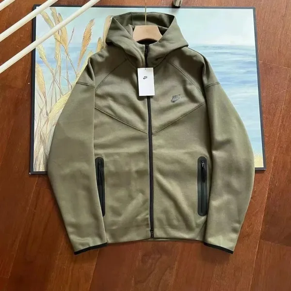 Nike Tech Fleece Windrunner Olive Green Hoodie - 1