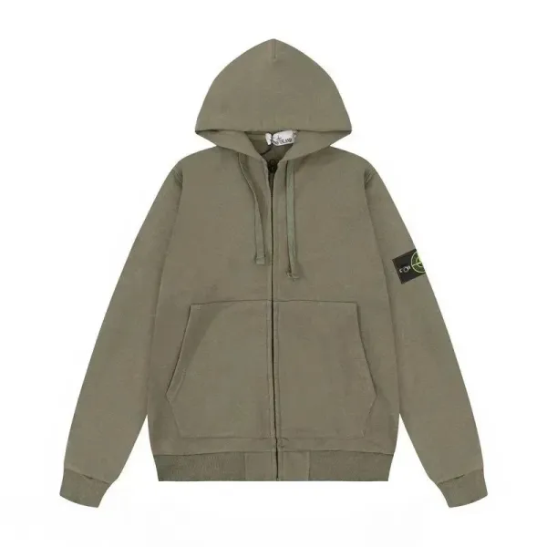 Stone Island Zip-Up Hoodie Army Green Hoodie - 1