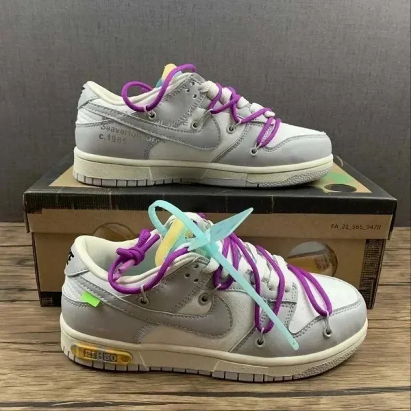 Nike x Off-White Dunk Low 'The 50' Gray Purple Sneakers - 1