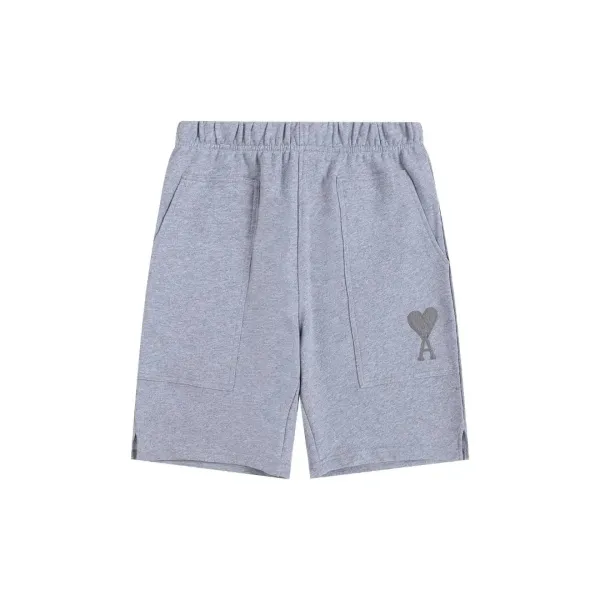 Ami Paris Heart Logo Sweat Shorts Gray - 1