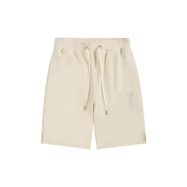 Ami Paris Heart Logo Shorts Beige Shorts - 1