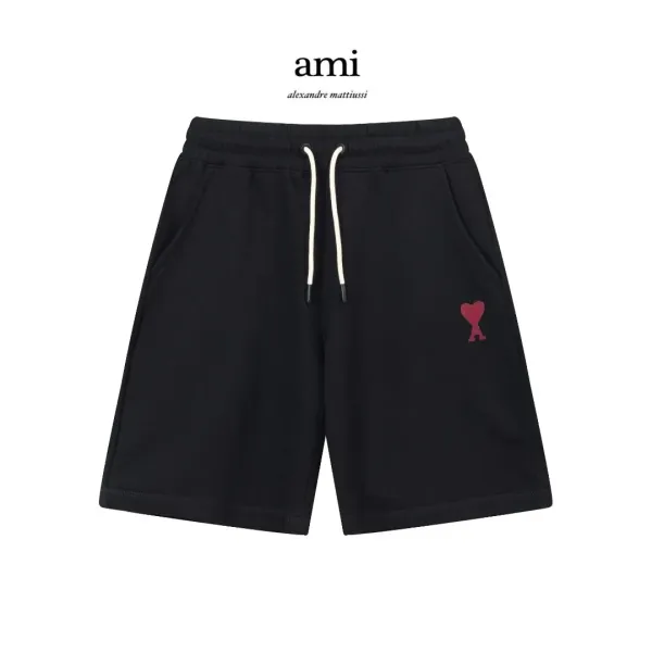 Ami Alexandre Mattiussi Heart Logo Black Sweat Shorts - 1
