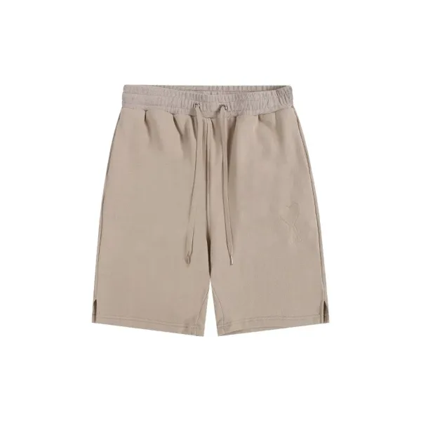 Ami Paris Heart Logo Shorts Beige Shorts - 1