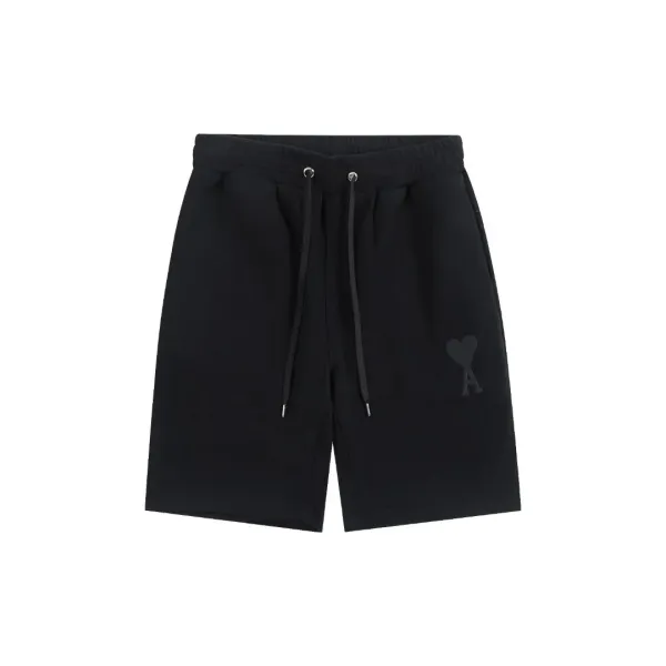 Ami Paris Heart Logo Sweatshorts Black - 1