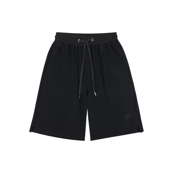Ami Paris Heart Logo Drawstring Shorts Black - 1