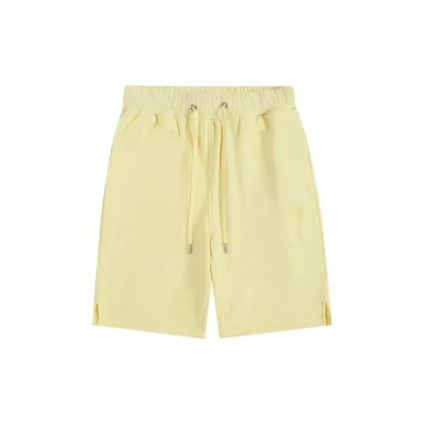 Design Drawstring Waist Shorts Pale Yellow Shorts - 1