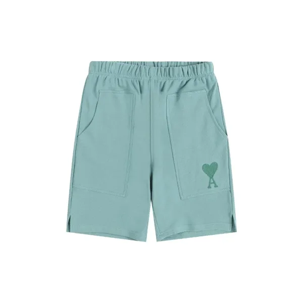 Ami Paris Heart Logo Sweat Shorts Mint Green - 1