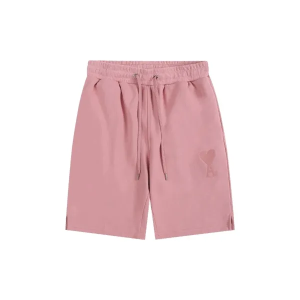 Ami Paris Heart Logo Sweatshorts Pink - 1