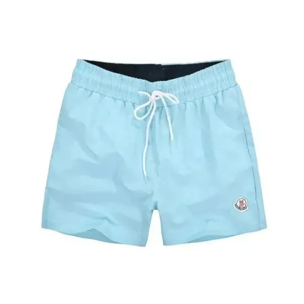 Moncler Logo-Embroidered Light Blue Swim Shorts - 1