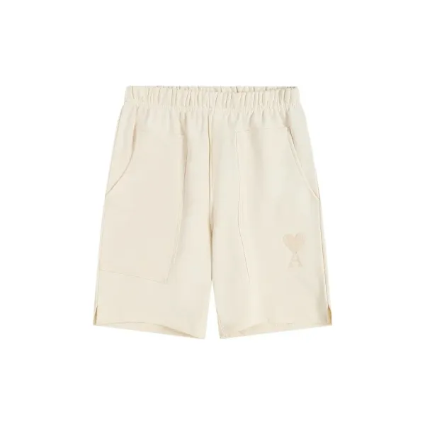 Ami Paris Heart Logo Shorts Beige Shorts - 1
