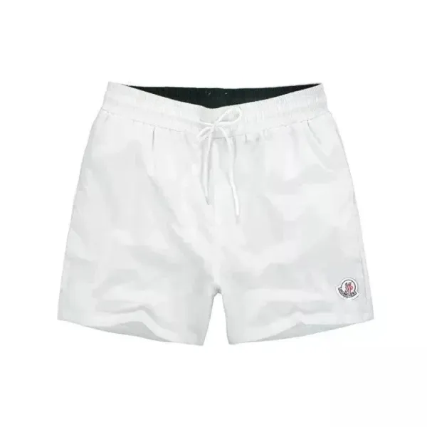 Moncler Logo-Embroidered White Swim Shorts - 1