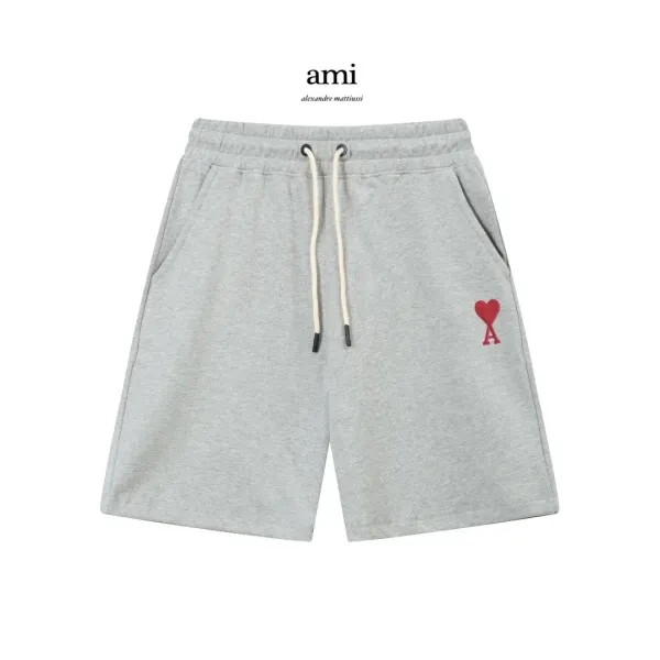 Ami Alexandre Mattiussi Heart Logo Sweat Shorts Gray - 1