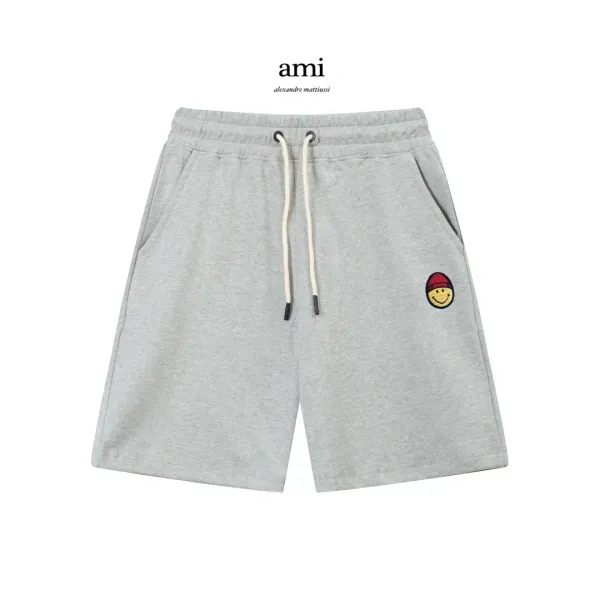 Ami Alexandre Mattiussi Smiley Patch Shorts Gray - 1
