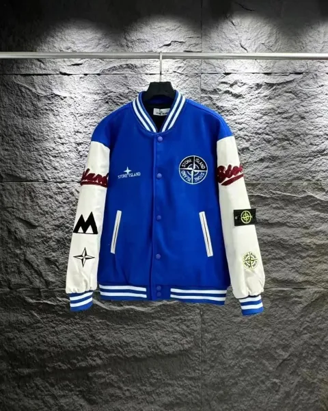 Stone Island Varsity Jacket Blue and White - 1