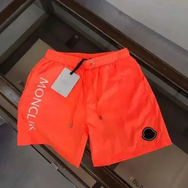 Moncler Logo-Print Neon Orange Swim Shorts - 1