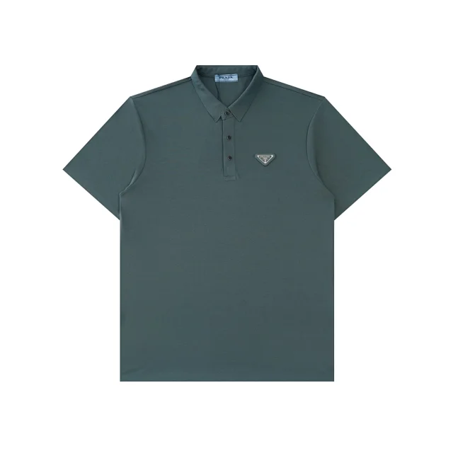 Prada Shirts Short-Sleeve Polo Shirt with Triangle Logo product detail image 12