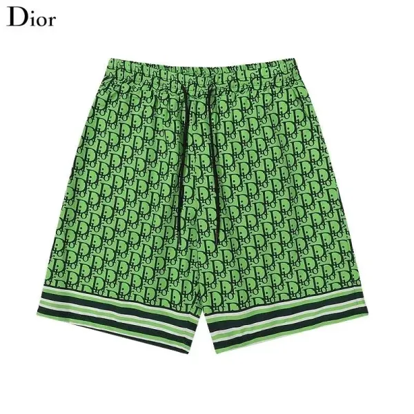Dior Oblique Print Green Drawstring Shorts - 1